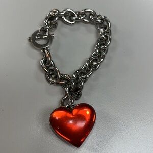 Heart charm toggle bracelet
